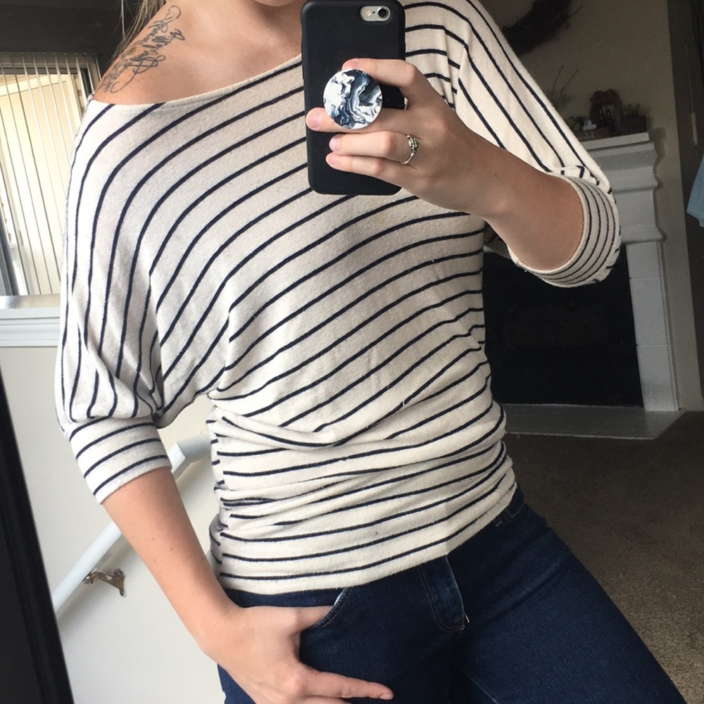 FOREVER21/ knit quarter-length striped tee - Picture 1 of 9